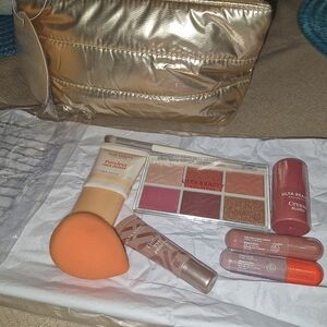 Ulta Beauty 9 piece Gold Puffer Bag Makeup Kit